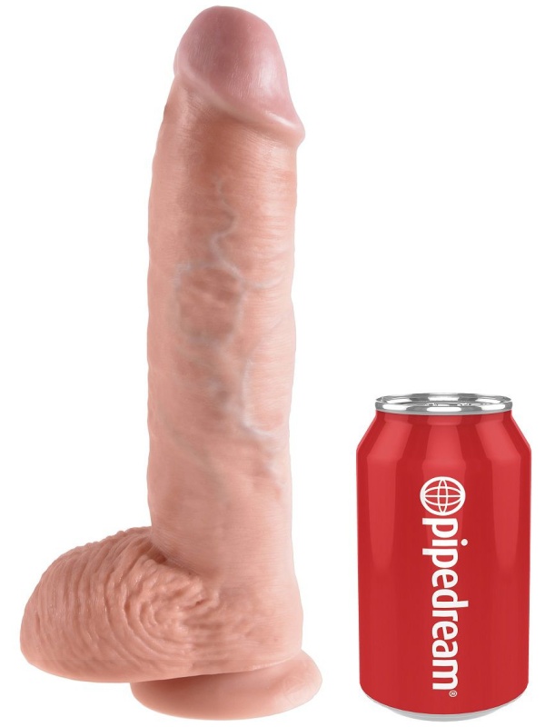 Большой фаллоимитатор с мошонкой 10  Cock with Balls на присоске - 25,4 см.