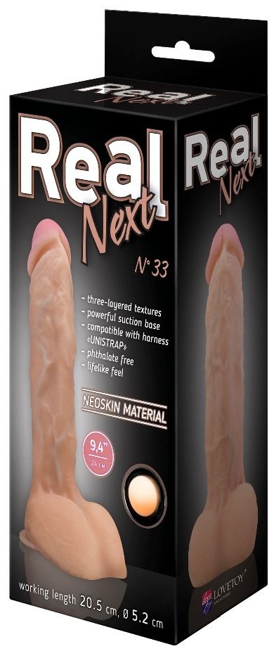 Крупный фаллоимитатор на подошве-присоске REAL Next №33 - 25 см.