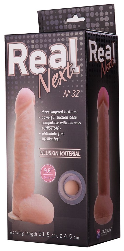 Большой фаллоимитатор из неоскин на присоске REAL Next №32 - 25,5 см.