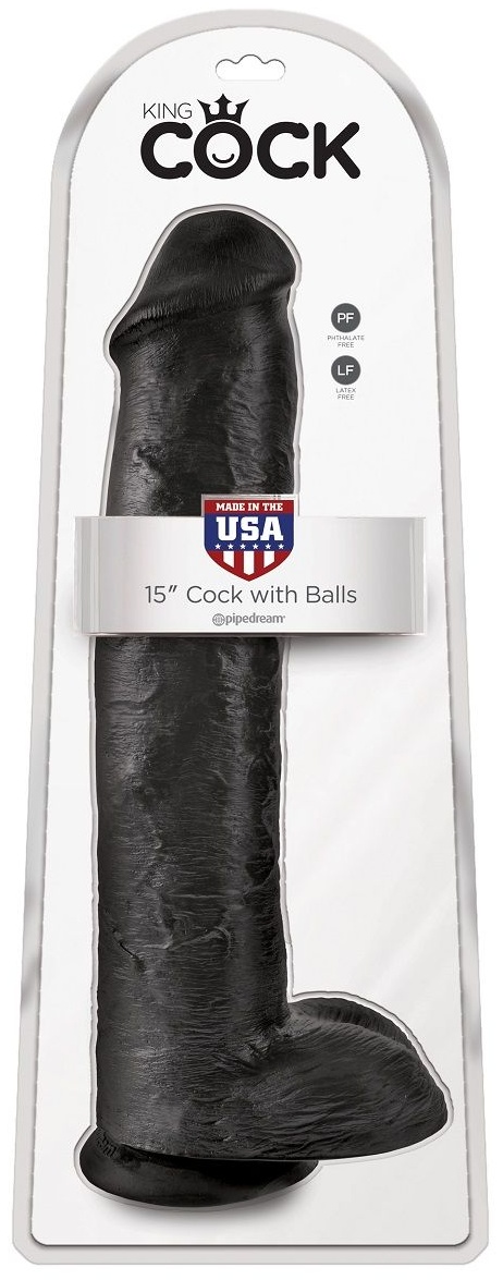 Чёрный фаллоимитатор-гигант 15  Cock with Balls - 40,6 см.