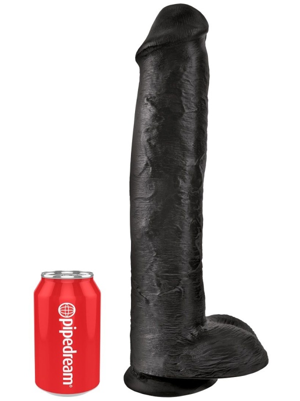 Чёрный фаллоимитатор-гигант 15  Cock with Balls - 40,6 см.