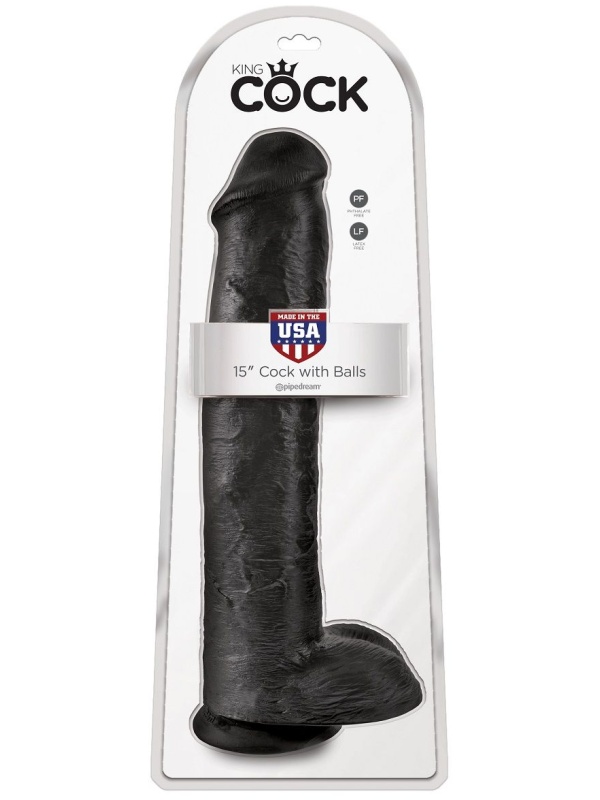 Чёрный фаллоимитатор-гигант 15  Cock with Balls - 40,6 см.