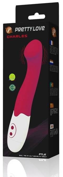 Розовый вибратор Charles с загнутой головкой - 17 см.