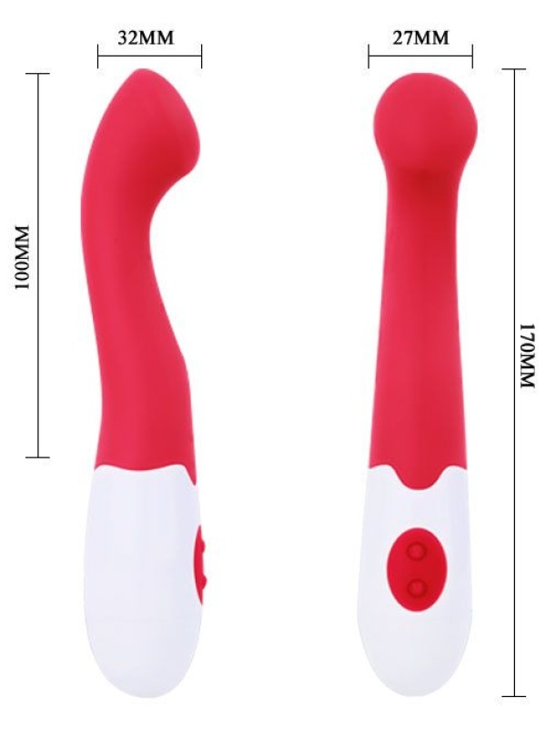 Розовый вибратор Charles с загнутой головкой - 17 см.