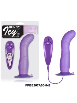 Гибкий фиолетовый вибратор на присоске - 18 см.