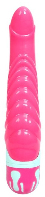 Ребристый розовый вибратор со стимуляцией точки G - 21,8 см.