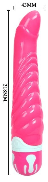 Ребристый розовый вибратор со стимуляцией точки G - 21,8 см.