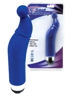 Синий вибратор с загнутой головкой-шаром для G-стимуляции - 17,8 см.