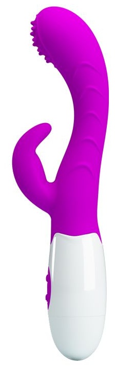 Лиловый вибромассажер Bruno для стимуляции точки G и клитора - 20 см.