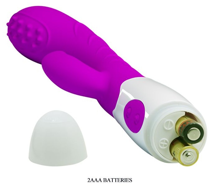 Лиловый вибромассажер Bruno для стимуляции точки G и клитора - 20 см.