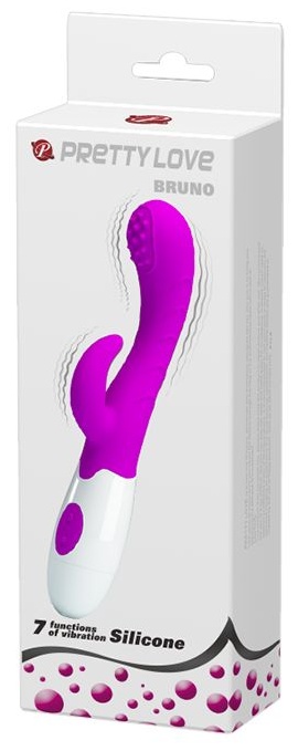 Лиловый вибромассажер Bruno для стимуляции точки G и клитора - 20 см.