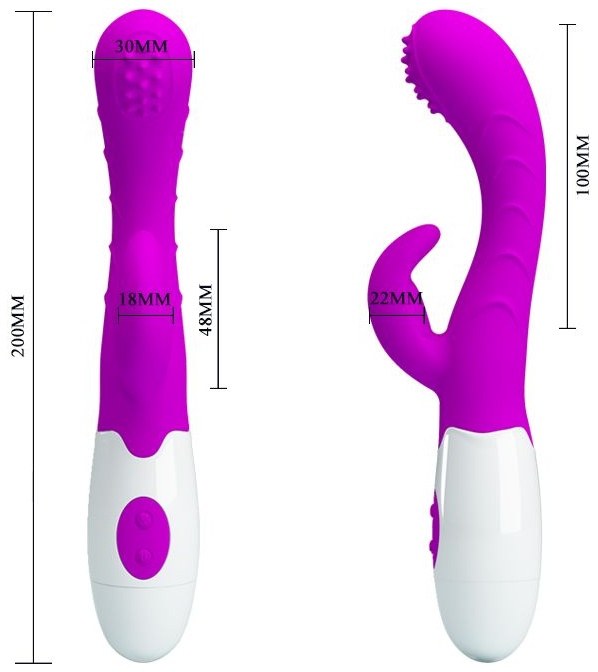 Лиловый вибромассажер Bruno для стимуляции точки G и клитора - 20 см.
