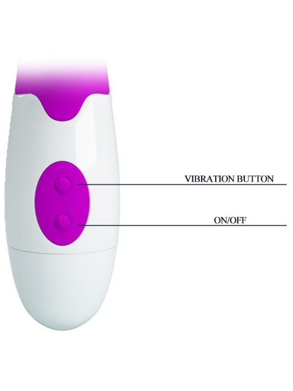 Лиловый вибромассажер Bruno для стимуляции точки G и клитора - 20 см.