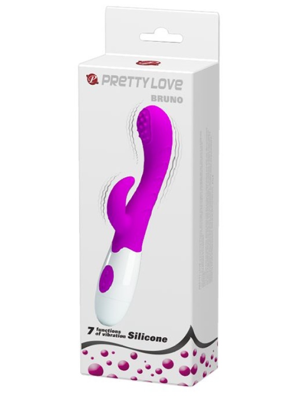 Лиловый вибромассажер Bruno для стимуляции точки G и клитора - 20 см.