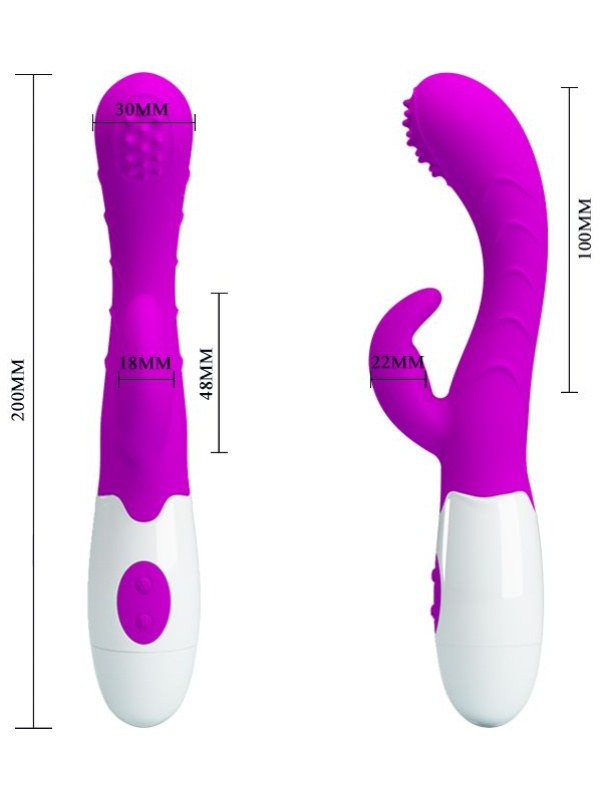 Лиловый вибромассажер Bruno для стимуляции точки G и клитора - 20 см.