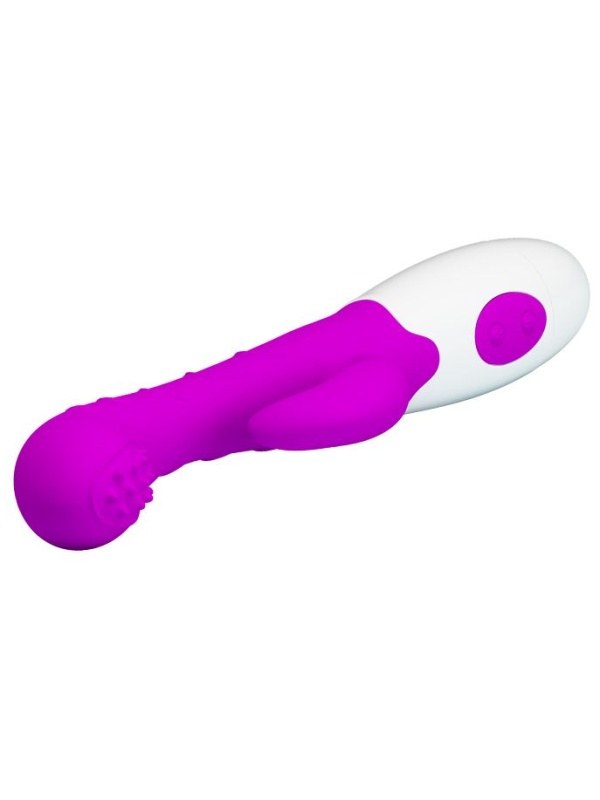 Лиловый вибромассажер Bruno для стимуляции точки G и клитора - 20 см.