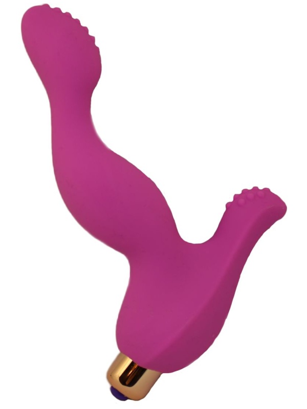 Розовый вибратор для стимуляции точки G и клитора