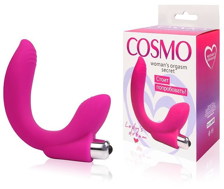 Розовый U-образный вибромассажер Сosmo - 19 см.
