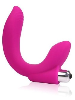 Розовый U-образный вибромассажер Сosmo - 19 см.
