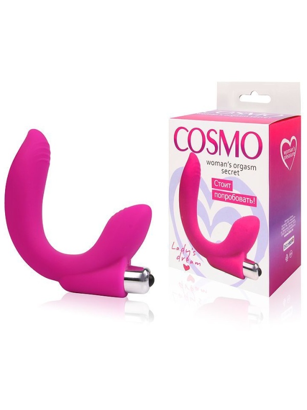 Розовый U-образный вибромассажер Сosmo - 19 см.