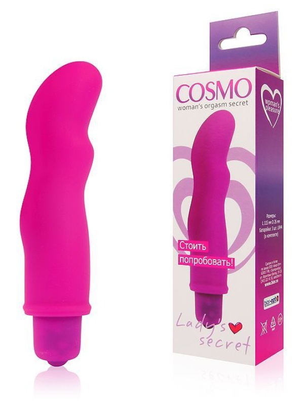 Розовый фантазийный вибромассажер Cosmo - 11,5 см.