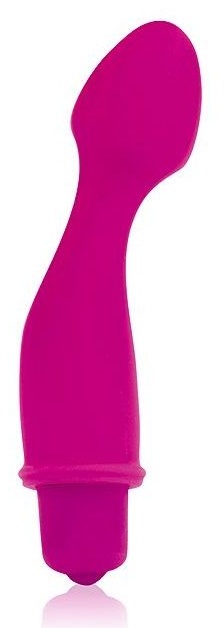 Розовый силиконовый изогнутый вибромассажер - 11,5 см.