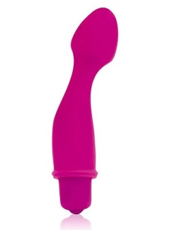 Розовый силиконовый изогнутый вибромассажер - 11,5 см.