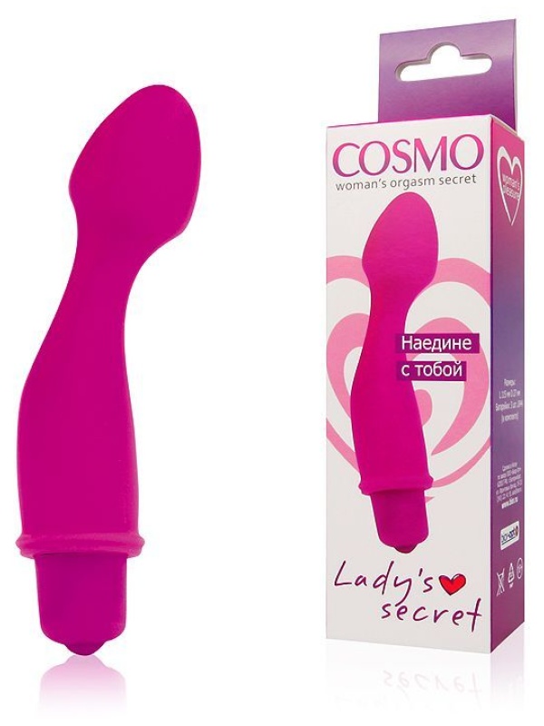 Розовый силиконовый изогнутый вибромассажер - 11,5 см.