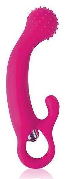 Розовый силиконовый вибромассажер с круглой головкой - 13 см.