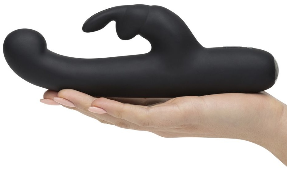 Чёрный вибратор Slimline G-Spot Rechargeable Rabbit Vibrator - 24,1 см.