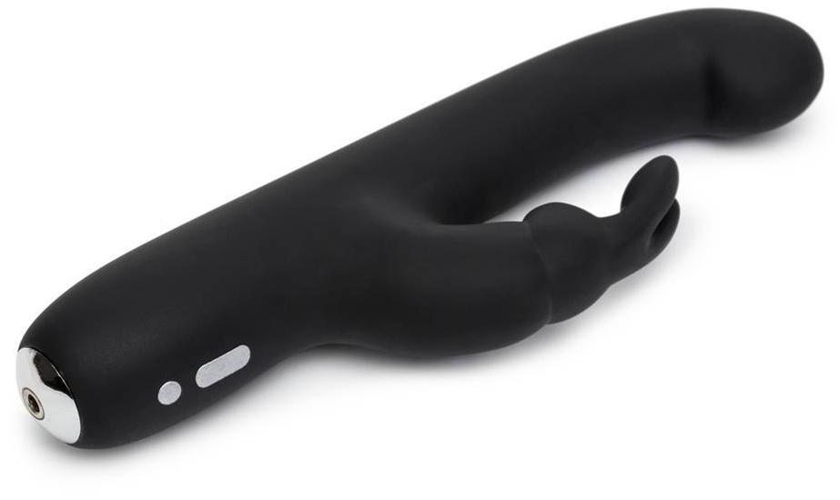 Чёрный вибратор Slimline G-Spot Rechargeable Rabbit Vibrator - 24,1 см.