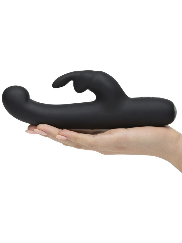 Чёрный вибратор Slimline G-Spot Rechargeable Rabbit Vibrator - 24,1 см.
