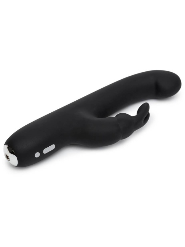 Чёрный вибратор Slimline G-Spot Rechargeable Rabbit Vibrator - 24,1 см.
