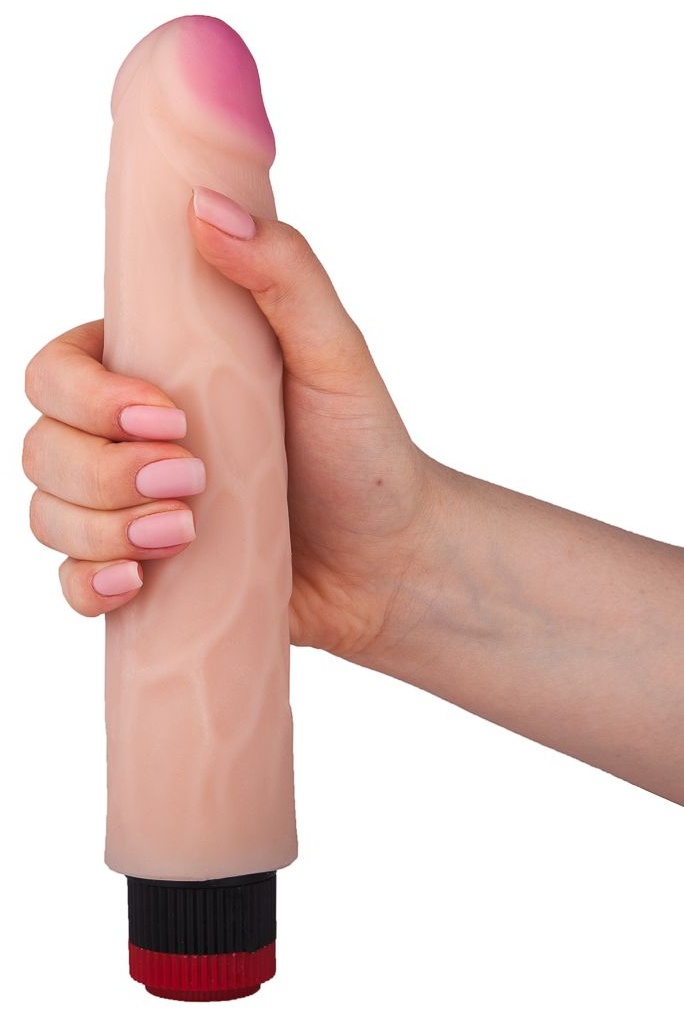 Реалистик с вибрацией и тремя точками с одной из сторон - 24,4 см.