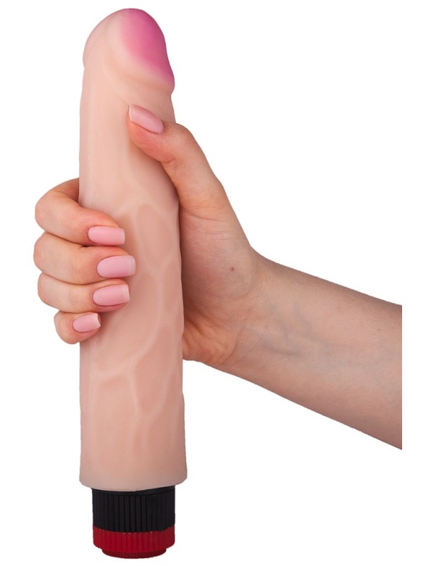 Реалистик с вибрацией и тремя точками с одной из сторон - 24,4 см.