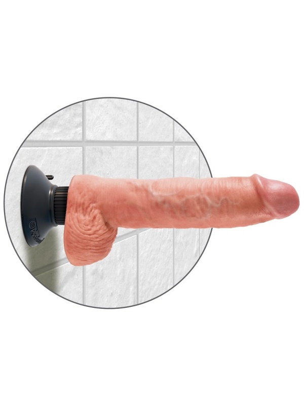 Телесный вибромассажер 10  Vibrating Cock with Balls - 25,4 см.