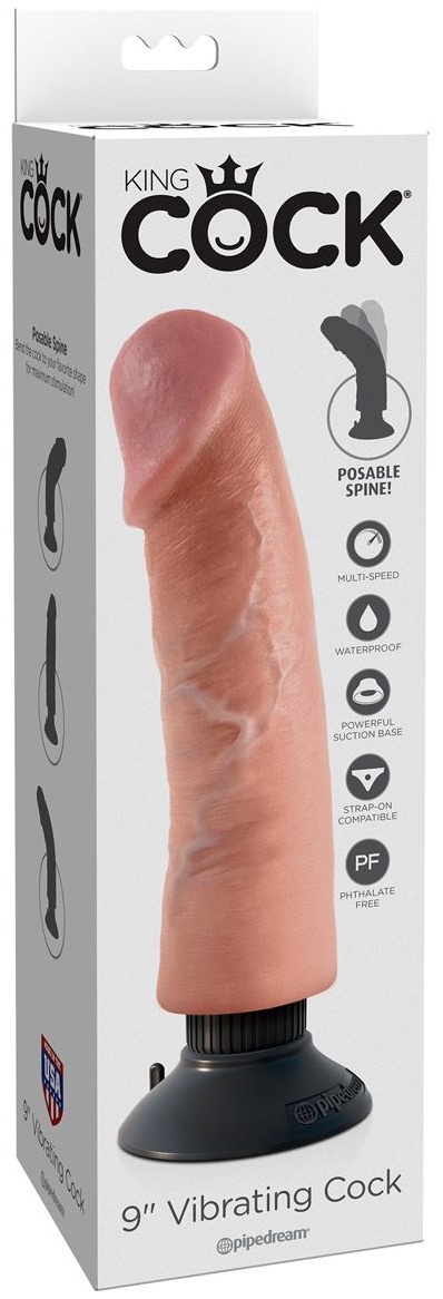 Большой реалистичный вибромассажер на присоске 9  Vibrating Cock - 24,8 см.