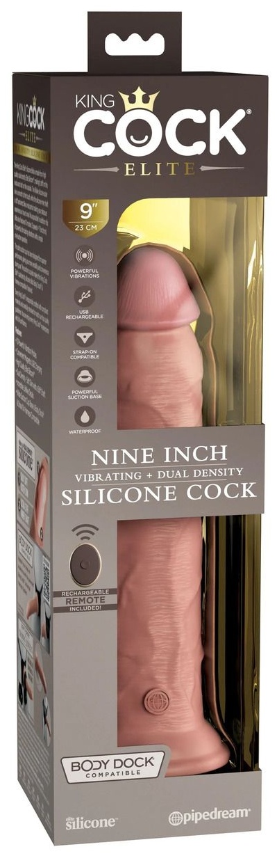 Телесный вибратор-реалистик на присоске 9’’ Vibrating Silicone Dual Density Cock - 24,8 см.