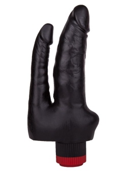 Двойной вибромассажёр чёрного цвета - 17 см.