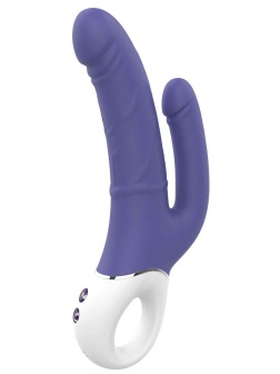 Синий анально-вагинальный вибратор Double Pleasure - 23,5 см.