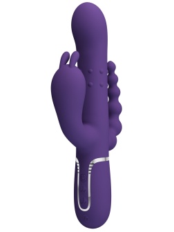 Фиолетовый вибратор для тройной стимуляции Cammy - 22,2 см.