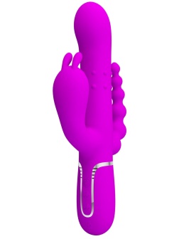 Лиловый вибратор для тройной стимуляции Cammy - 22,2 см.
