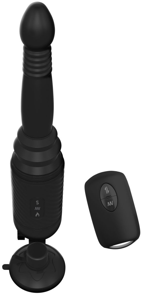 Черный вибромассажер с функцией поступательных движений Ass Thruster