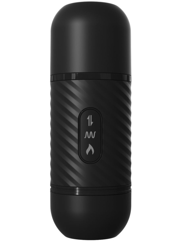 Черный вибромассажер с функцией поступательных движений Ass Thruster