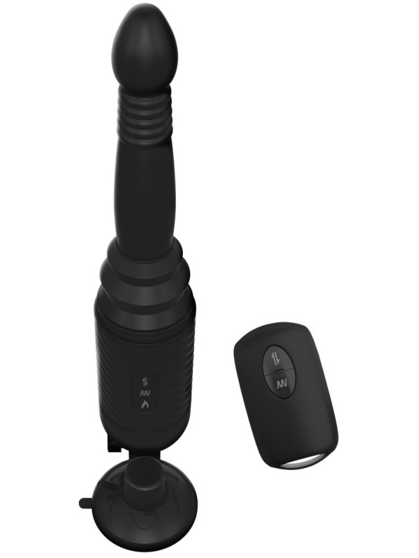 Черный вибромассажер с функцией поступательных движений Ass Thruster
