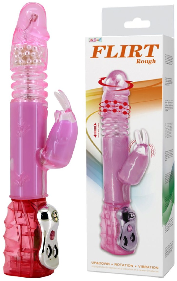 Вибромассажер с ротацией, возвратно-поступательным движением и стимулятором клитора - 29 см.