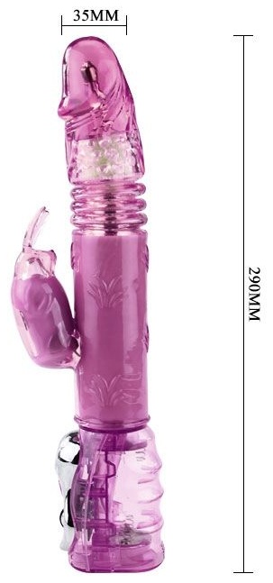 Вибромассажер с ротацией, возвратно-поступательным движением и стимулятором клитора - 29 см.