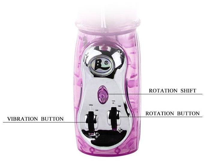 Вибромассажер с ротацией, возвратно-поступательным движением и стимулятором клитора - 29 см.