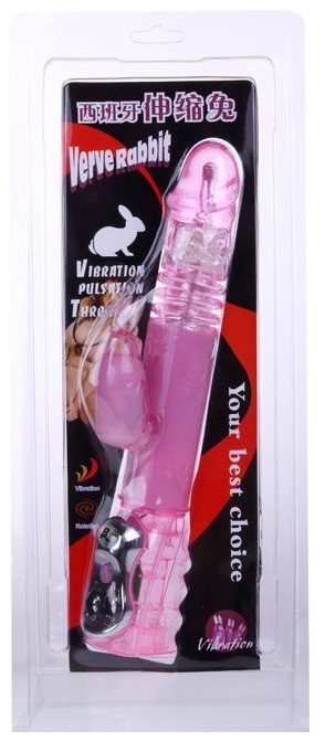 Вибромассажер с ротацией, возвратно-поступательным движением и стимулятором клитора - 29 см.