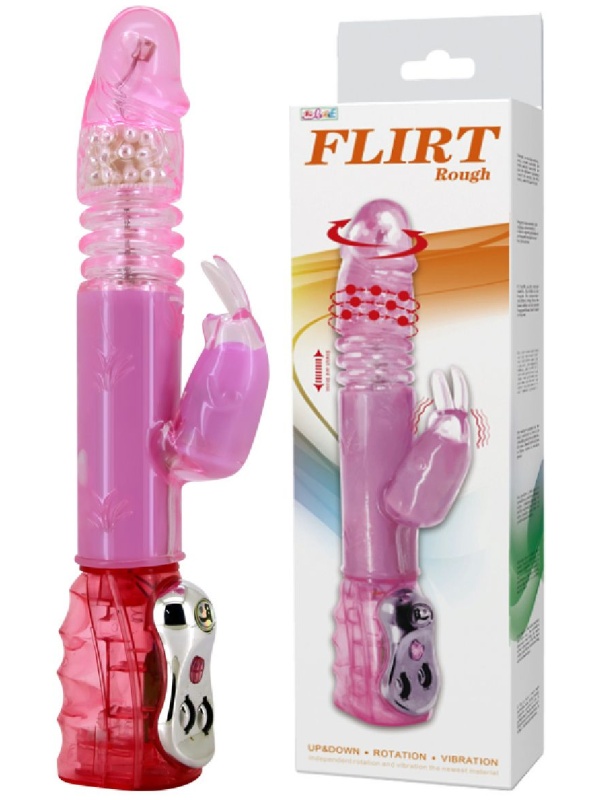 Вибромассажер с ротацией, возвратно-поступательным движением и стимулятором клитора - 29 см.